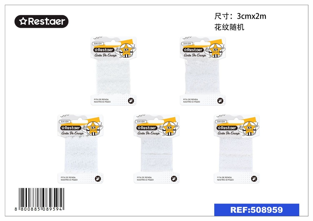 Cinta de encaje 3CM*2M blanco - Accesorios de costura