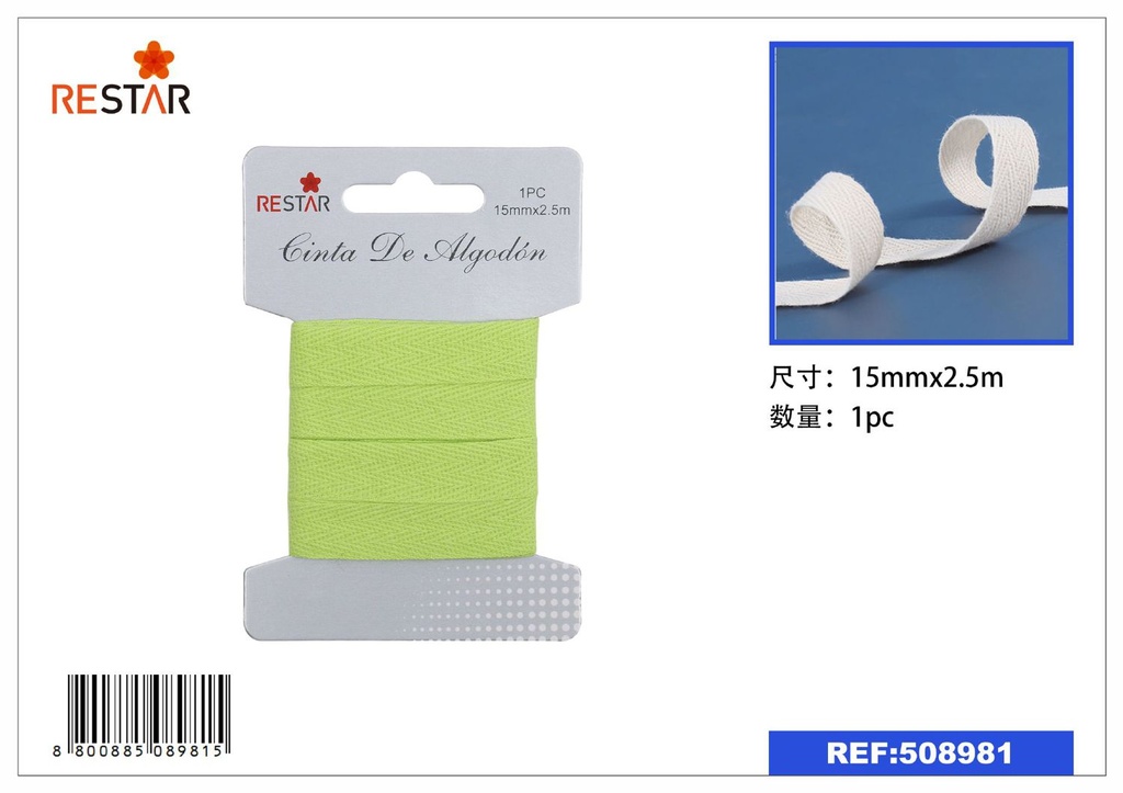 Cinta de algodón 15MM*2.5M - Material de costura