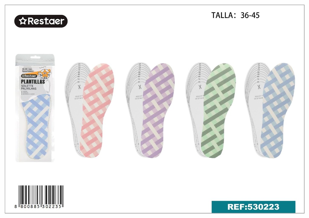 Plantillas de látex con estampado 3mm tallas 36-45 para zapatos