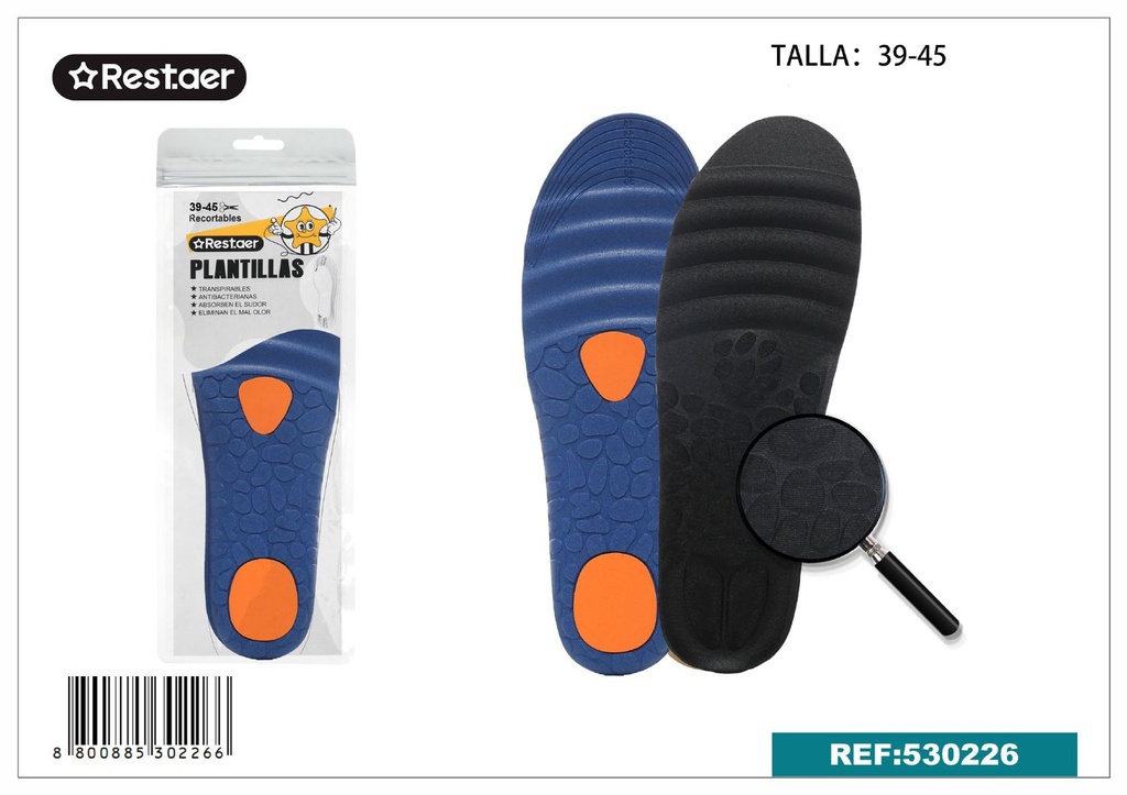 Plantillas para calzado talla 39-45 para comodidad