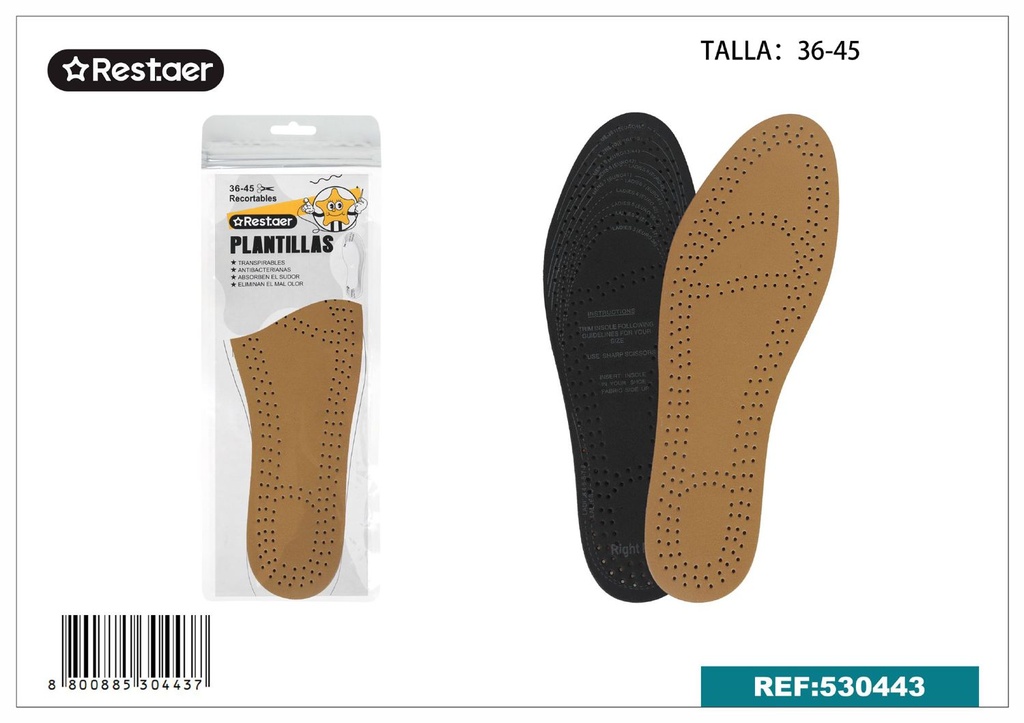 Plantillas de cuero negro EVA beige para calzado