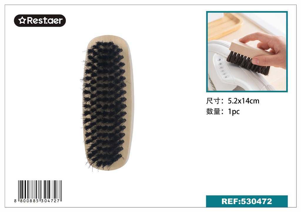 Cepillo de zapatos con mango de madera - Herramientas de limpieza y cuidado de calzado