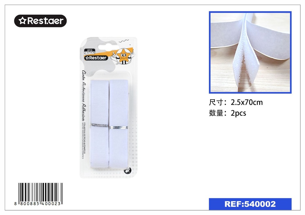 Cinta autoclips blanca 2.5*70 cm - Suministros de costura