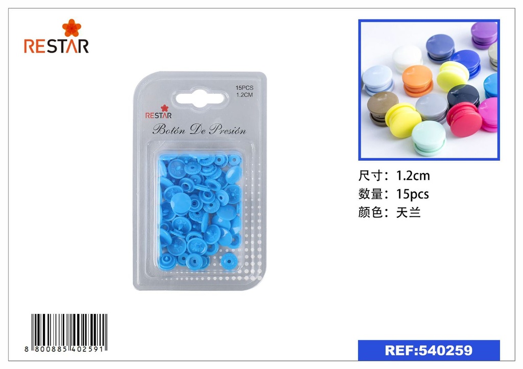 Botón de presión 15 pcs - Botones y cremalleras