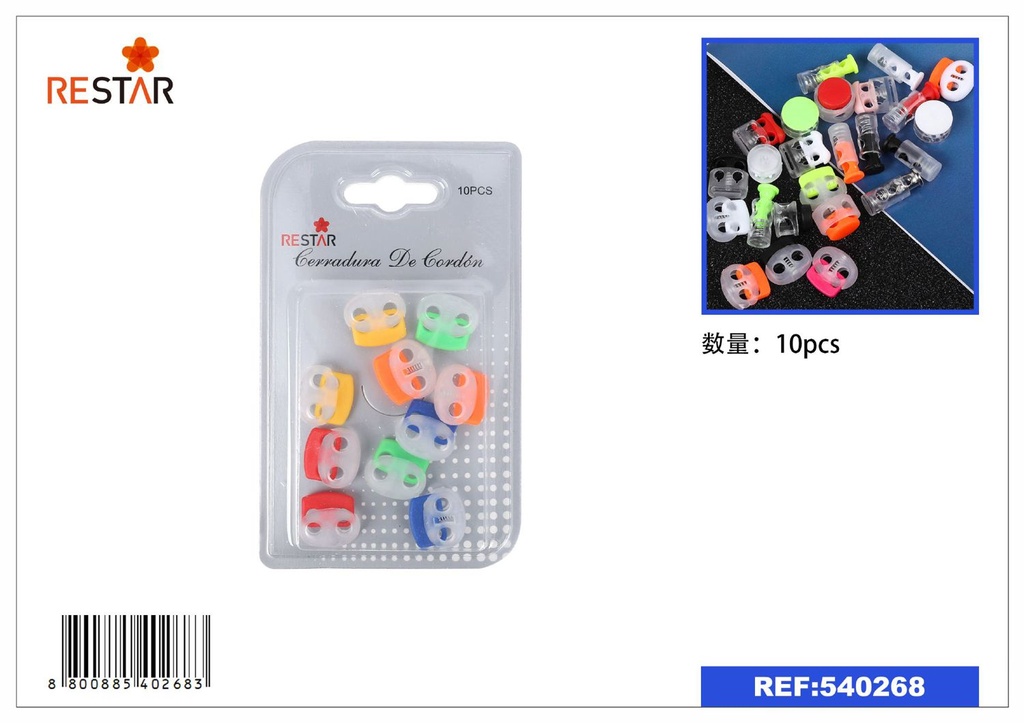Cerradura de cordón de colores 10 pcs - Botones y cremalleras