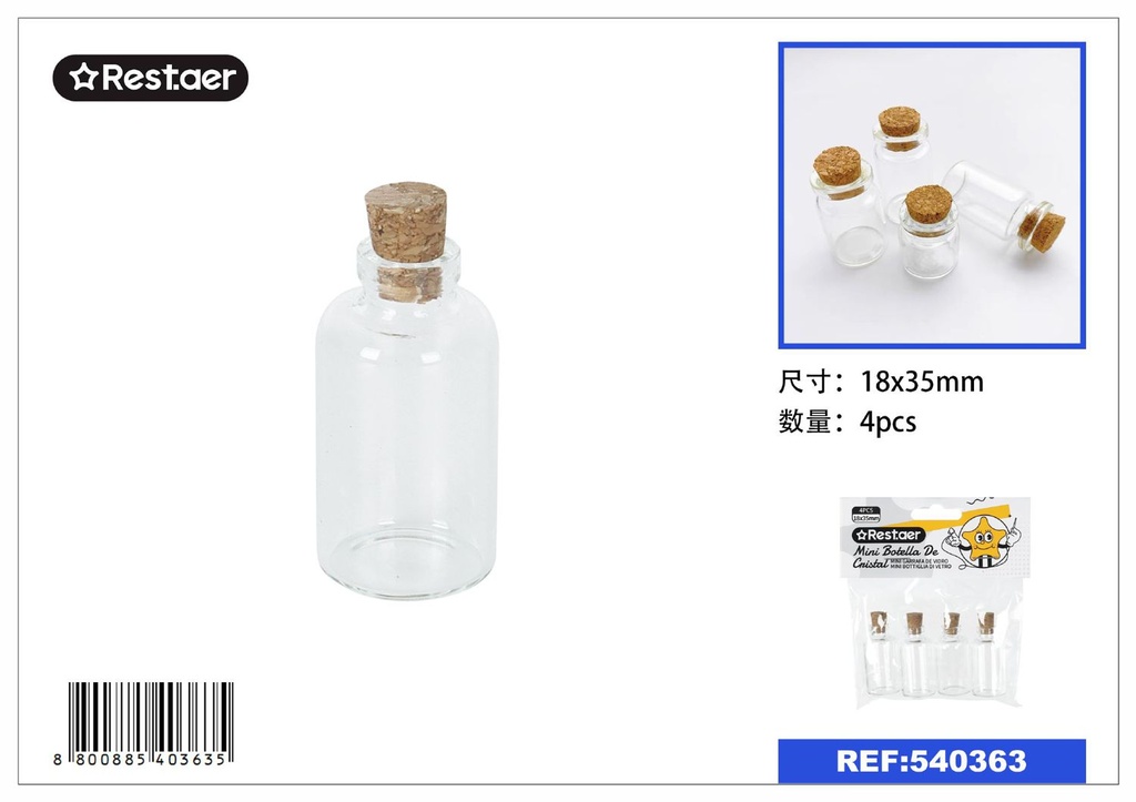 Mini botella de cristal 18 x 35mm - Envases de almacenamiento
