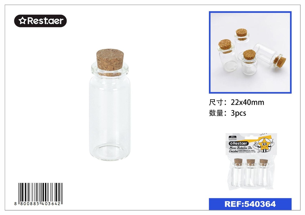 Mini botella de cristal 22 x 40mm - Envases de almacenamiento