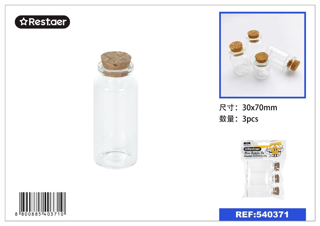 Mini botella de cristal 30*70MM - Envases y decoración con vidrio