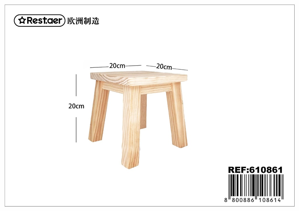 Banco de madera 20x20x20cm - Artículos de madera para el hogar