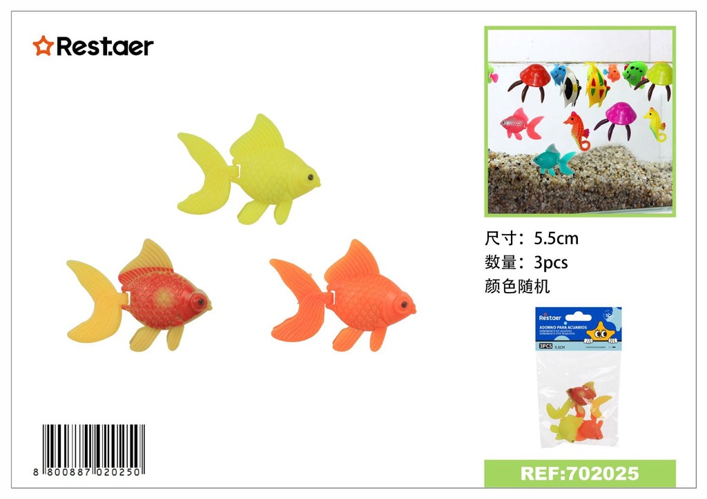 Adorno de acuario pez dorado 5.5 cm 3 piezas - Decoración acuática y adornos