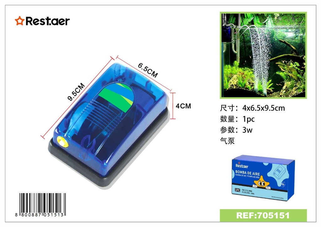 Bomba de aire para pecera 3W