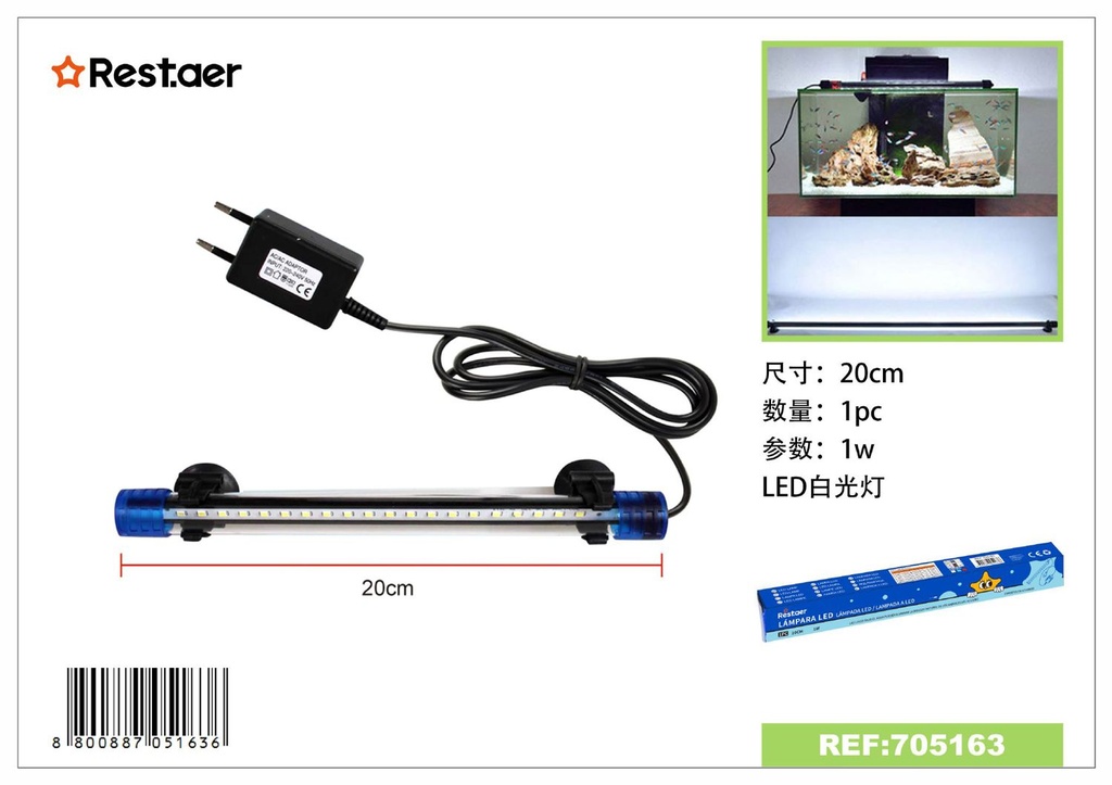 Lámpara LED para acuario 20cm