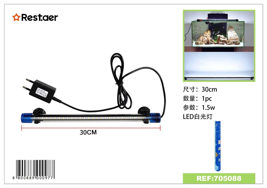 Lámpara LED para acuario de 30cm para peces y decoración