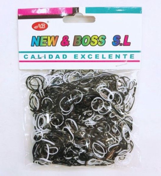 Gomas de pelo negras y blancas 24/u