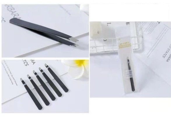 Pinza depilar negra 12 unidades - Accesorios de belleza y cejas