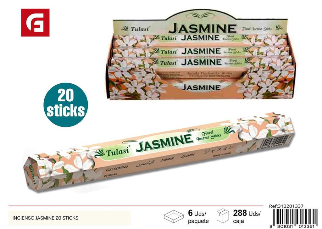 Incienso de jazmín 20 sticks para aromatizar ambientes