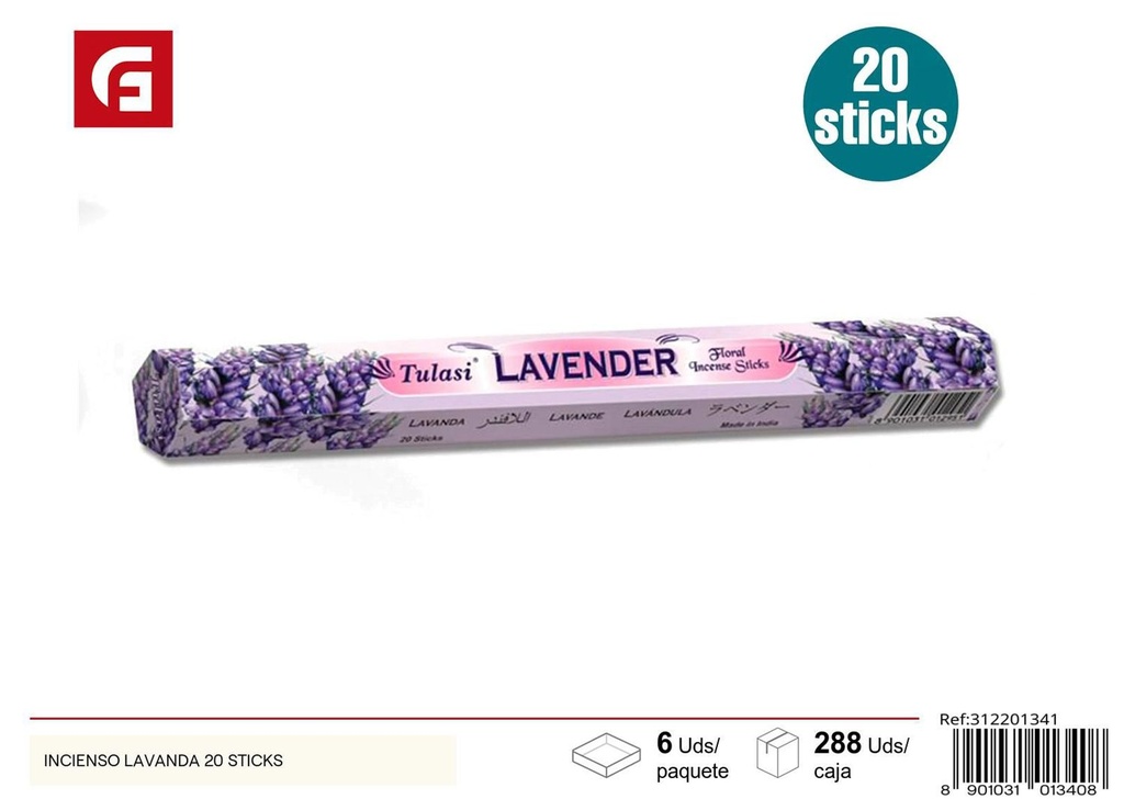 Incienso lavanda 20 sticks para ambientación