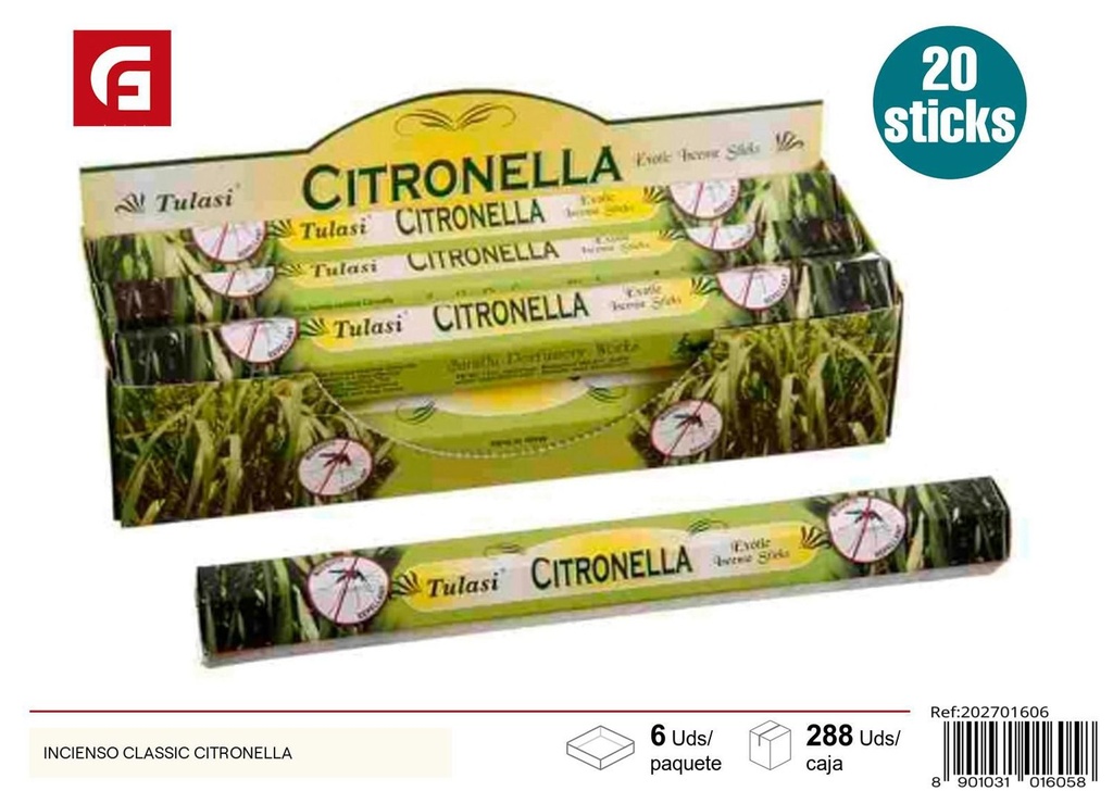 Incienso Classic Citronella para aromatizar