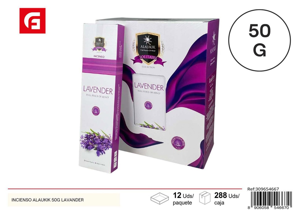 Incienso Alaukik 50g lavanda para aroma en el hogar