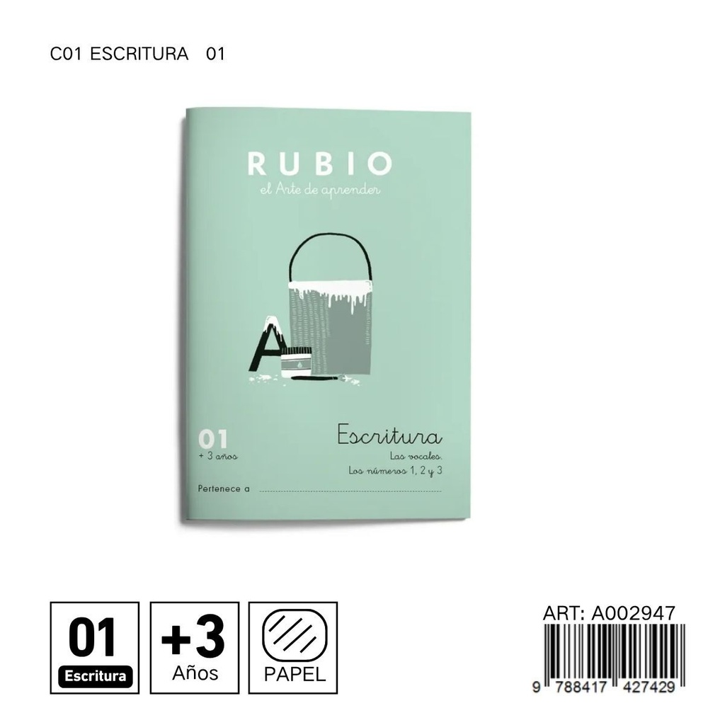 Cuaderno de preescritura 01 para práctica de escritura