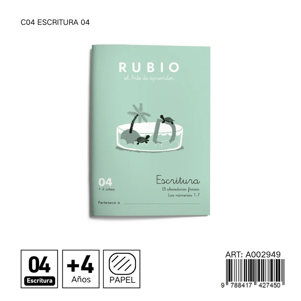 Cuaderno de preescritura 04, juguetes educativos