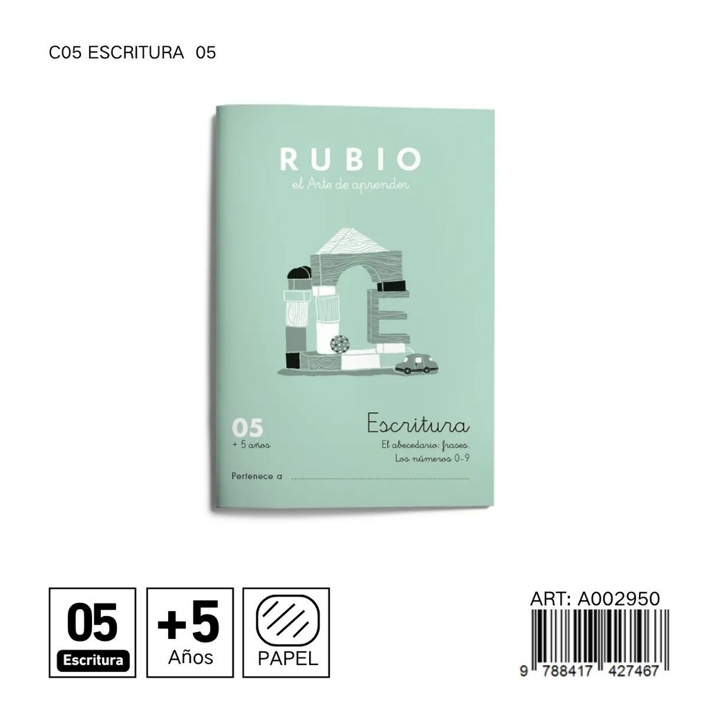 Cuaderno Rubio preescritura 05 para educación infantil