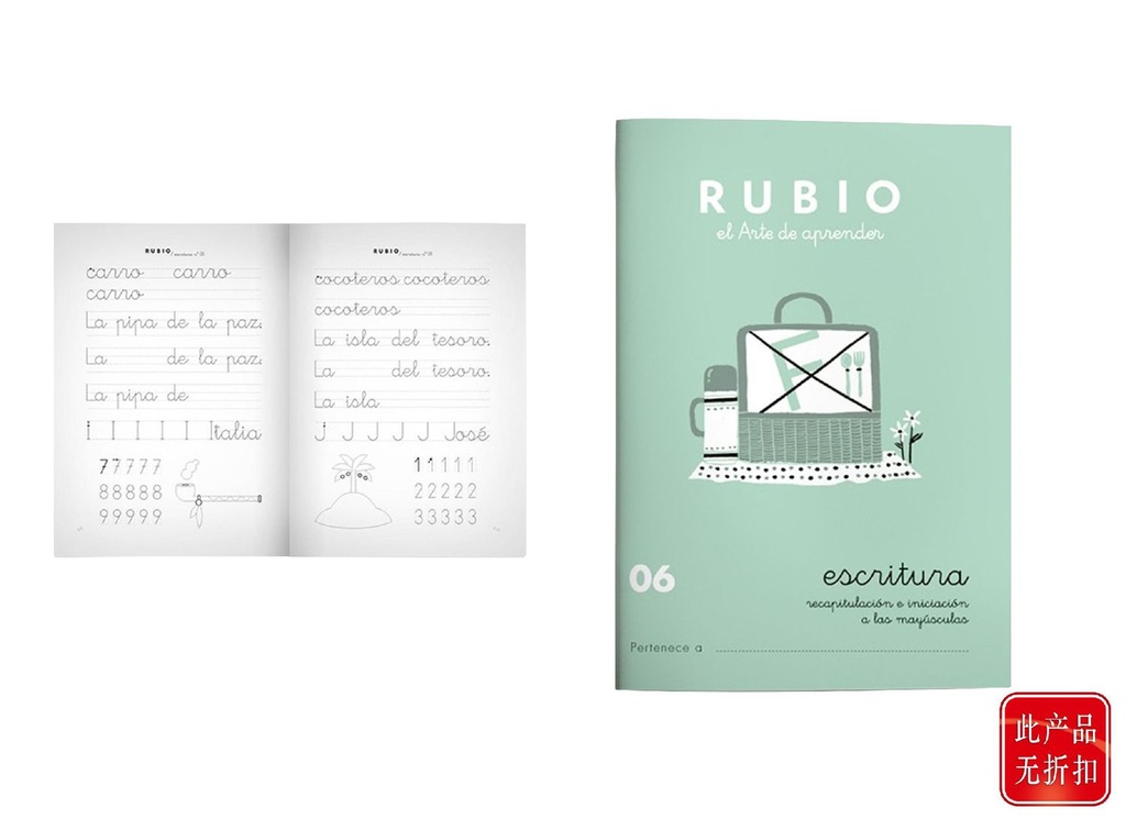 Cuaderno de preescritura Rubio 06 para práctica de escritura