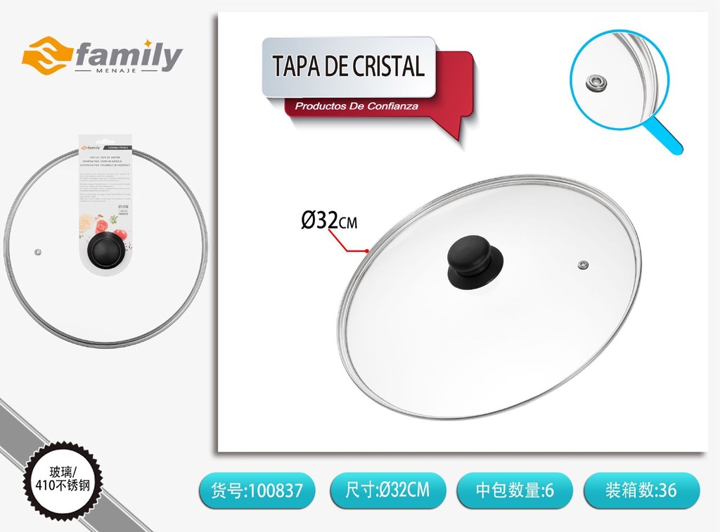 Tapa de cristal de 32 cm - Utensilios de cocina