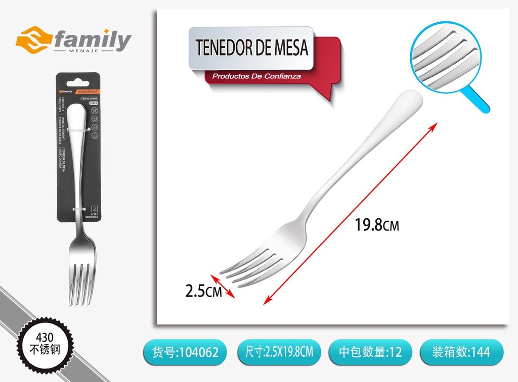 Tenedor de mesa 3pcs de acero inoxidable