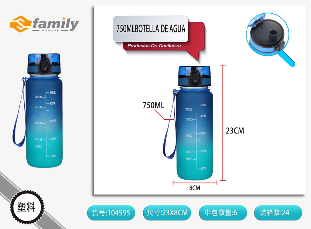 Botella de agua 750ml - Utensilios de cocina 