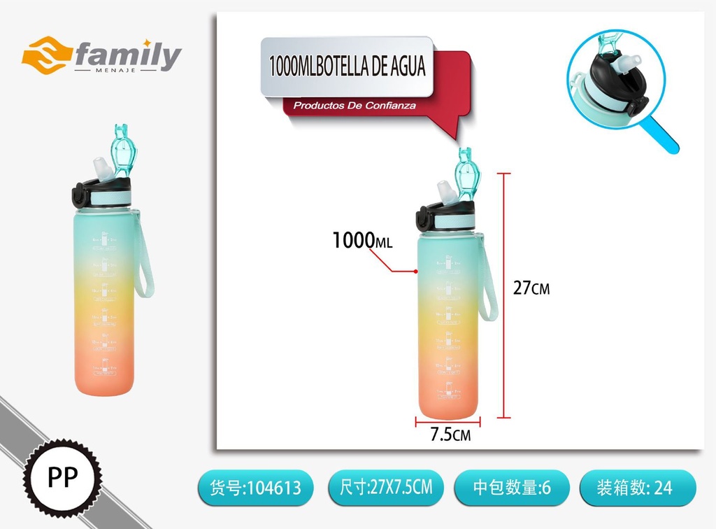 Botella de agua 1000ml - Utensilios de cocina 