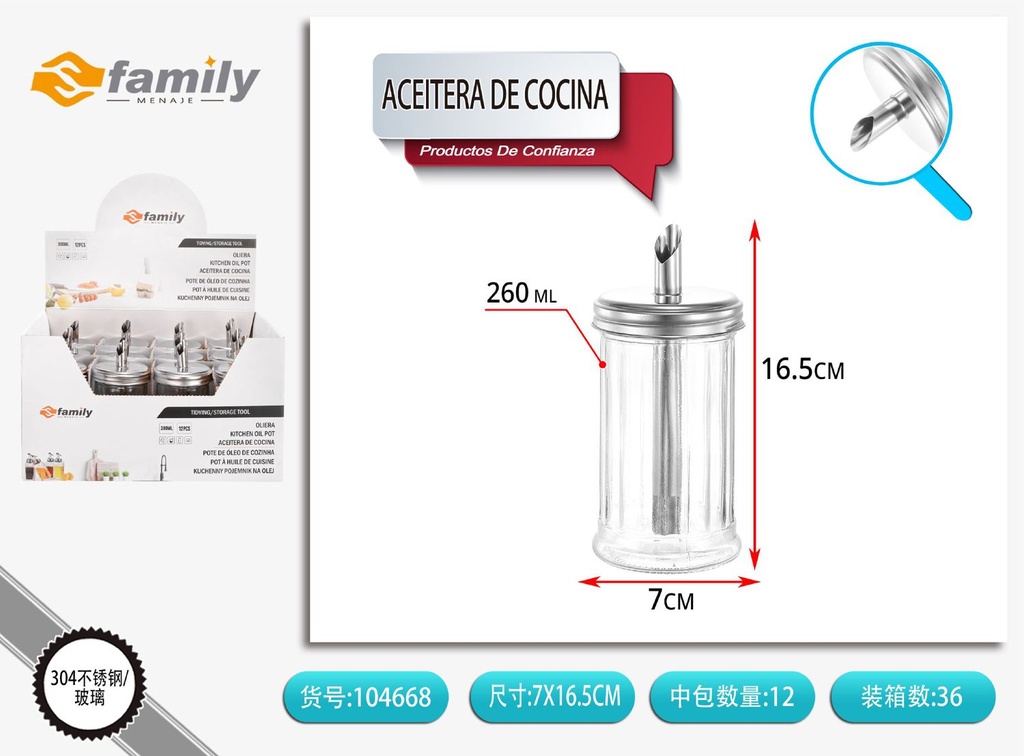 Aceitera de cocina 300ml para condimentos