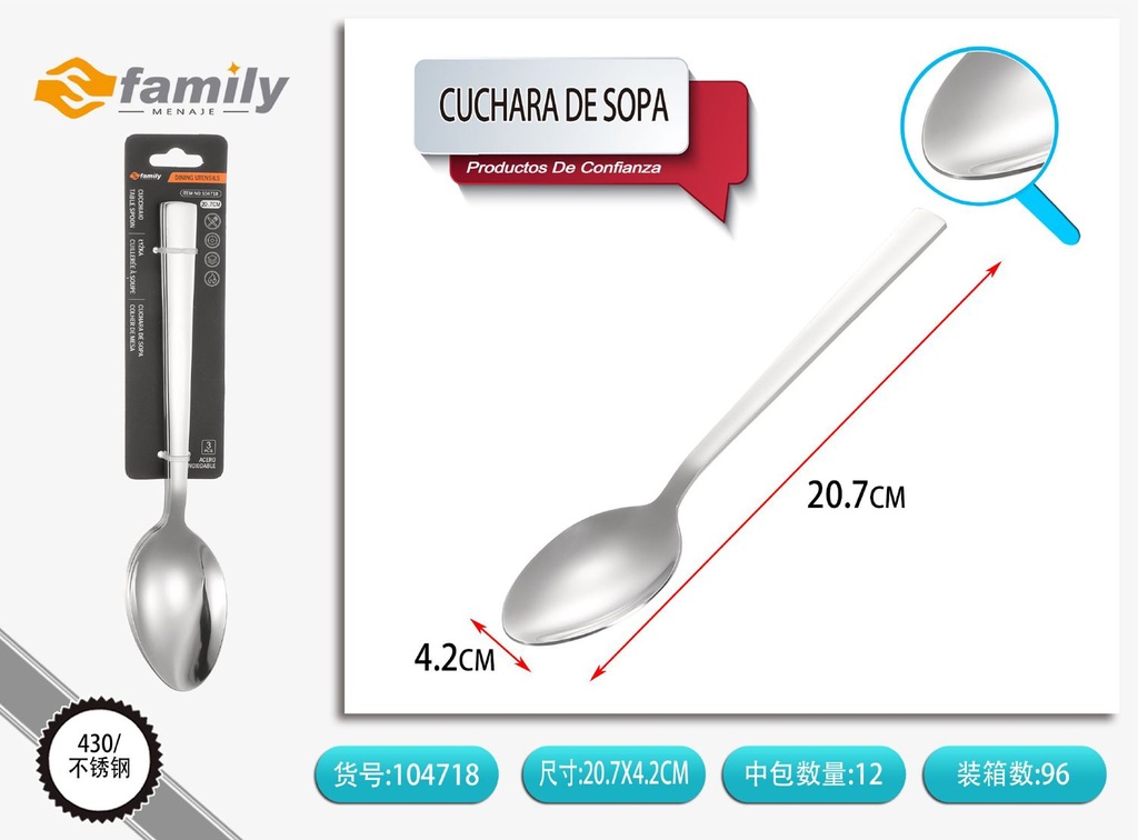 Cuchara de sopa 3pcs de acero inoxidable