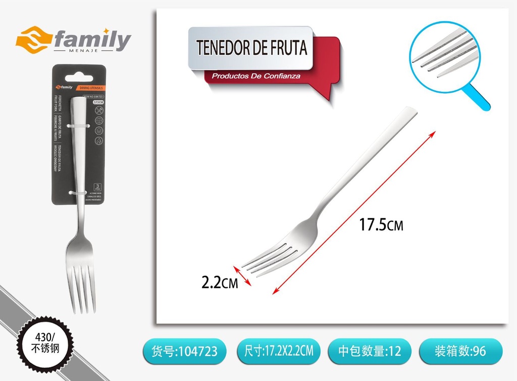 Tenedor de fruta 3pcs en acero