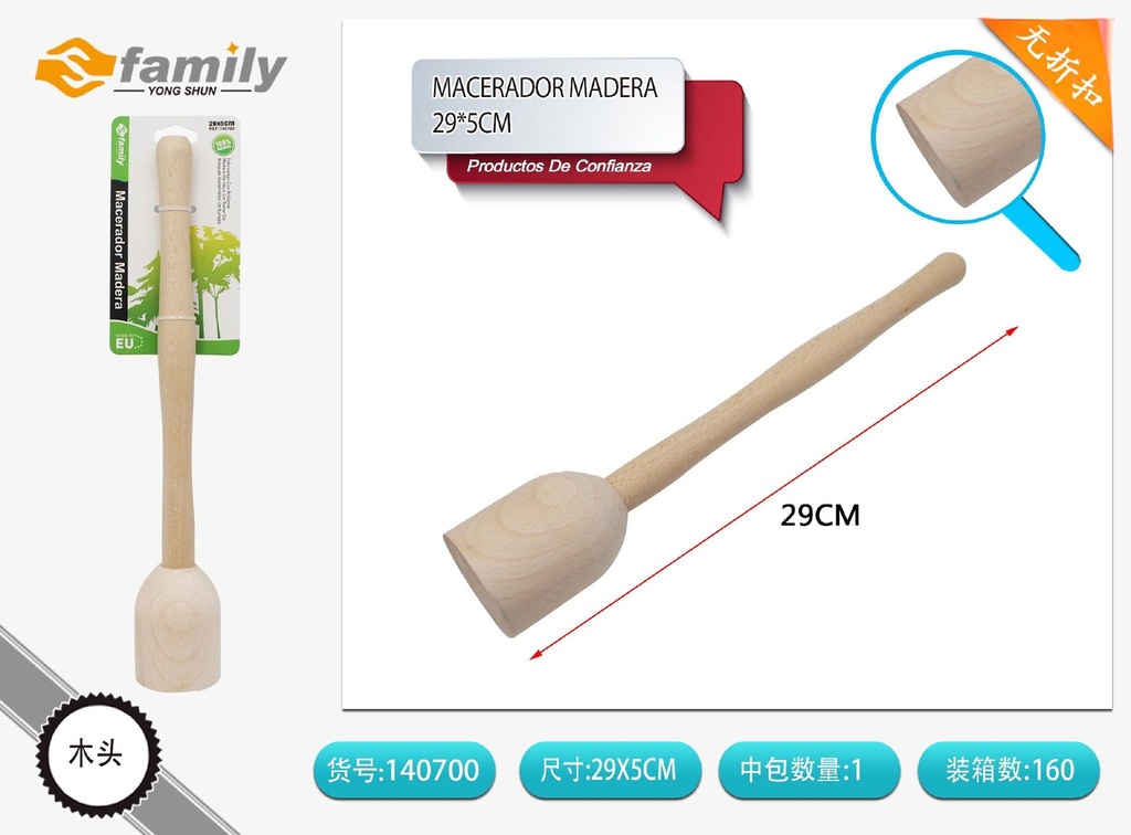 Macerador de madera 29*5 cm - Utensilios de cocina y accesorios de bambú