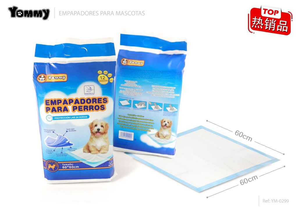 Empapadores medianos para mascotas 60x60cm 12 unidades