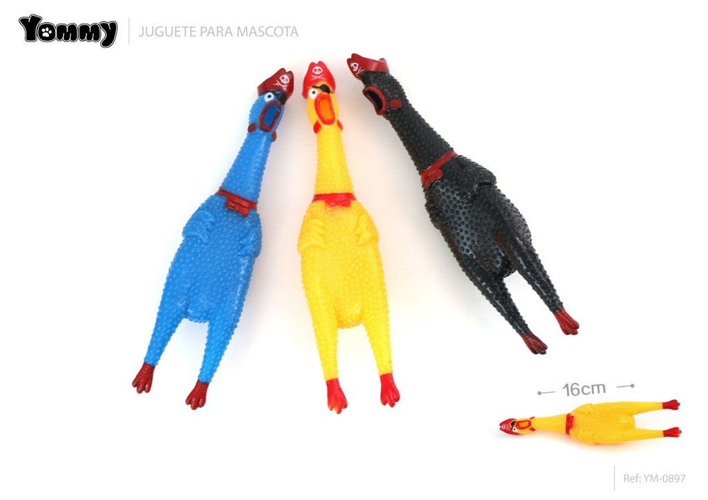 Juguete de vinilo en forma de pollo 16cm para mascotas