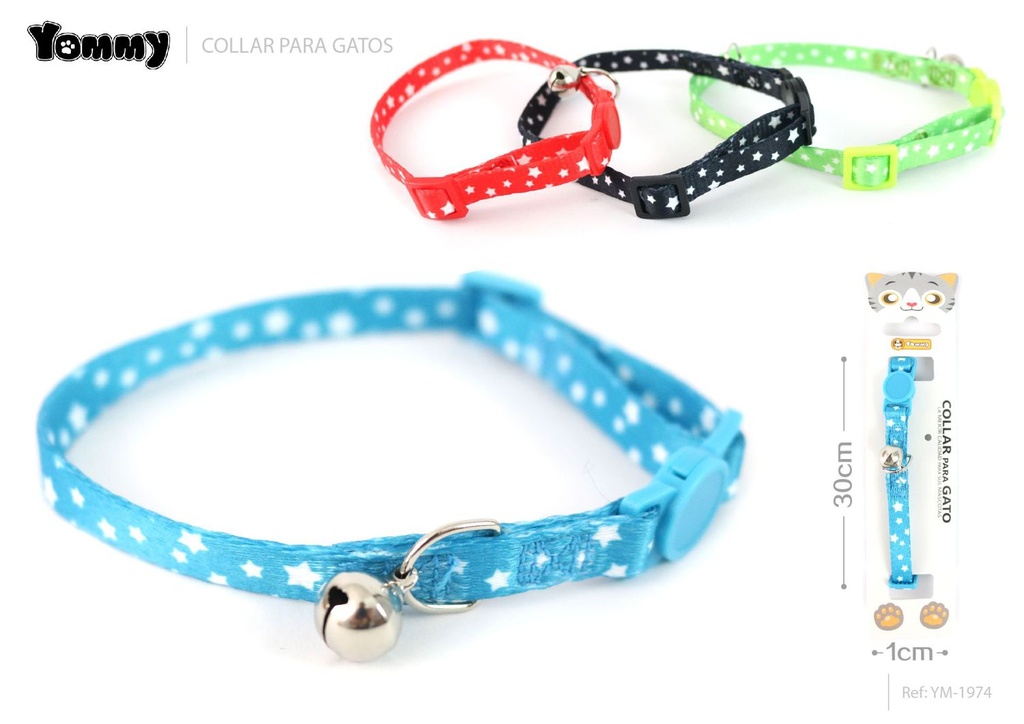 Collar para gato con diseño de estrellas 1.0x30cm