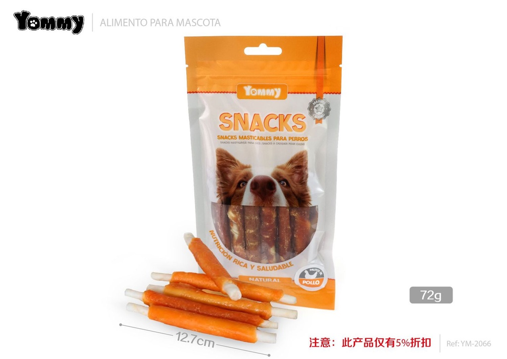 Alimentos para mascotas pollo en rollo 12.7cm, 72g - Snacks para perros