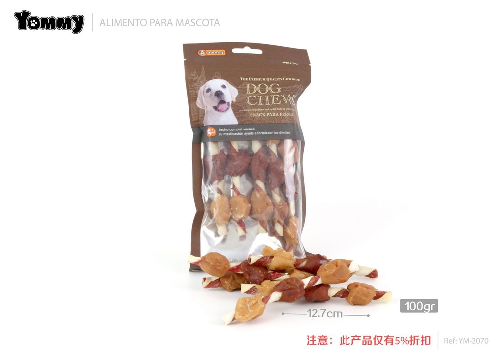 Snack para mascotas de pollo, hígado de pollo y camote 12.7cm 100g