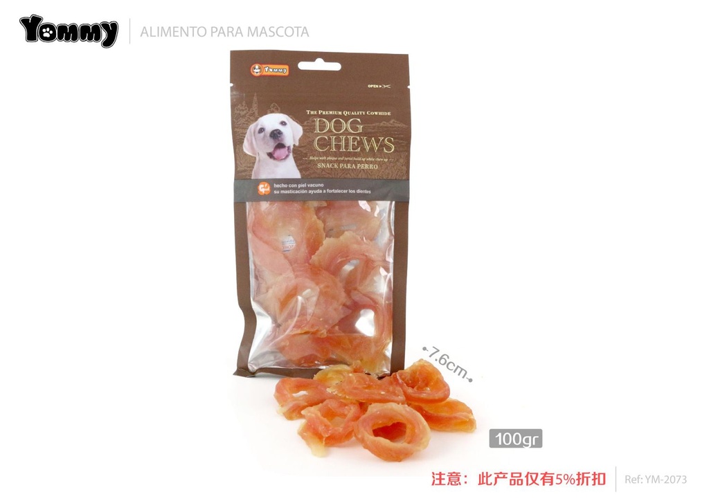 Snack para mascotas en forma de círculo de pollo 7.6cm 100g