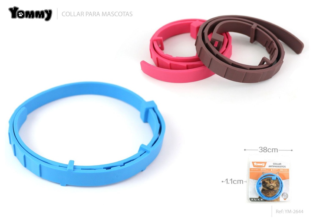 Collar antiparasitario para mascotas 1.1 cm x 38 cm - Accesorios para mascotas