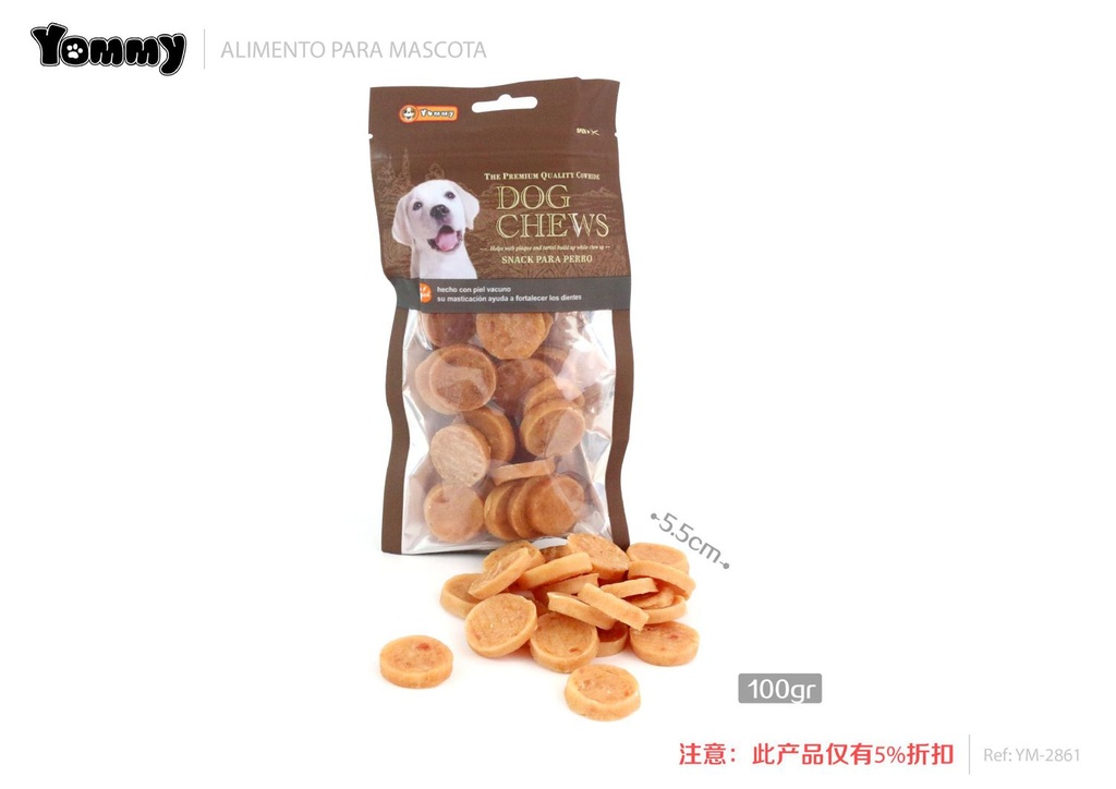 Alimento para mascotas círculos de pollo 5.5cm 100g