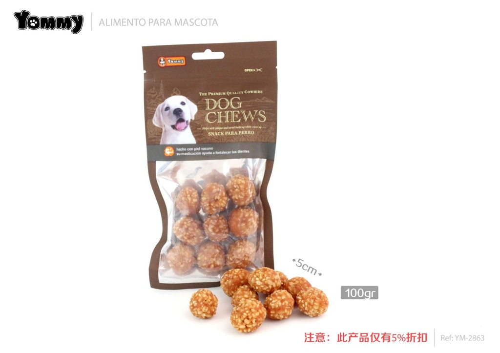 Snack para mascotas de pollo con arroz 5cm 100g