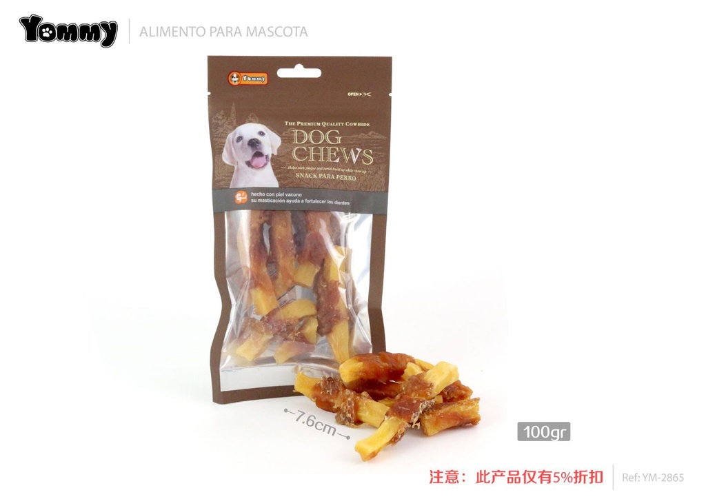 Snack para mascotas con batata y pollo 7.6cm, 100g