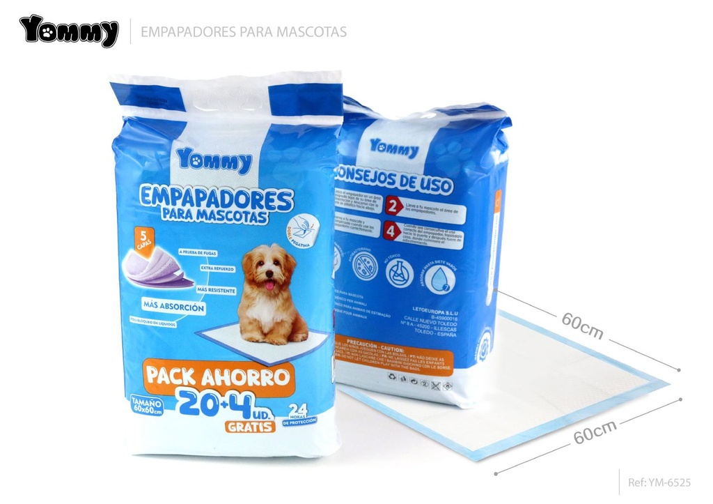 Empapadores para mascotas 60x60cm 20pcs+4pcs