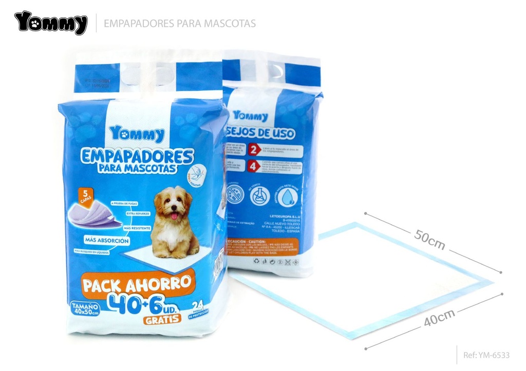 Empapadores para mascotas 40x50cm 40pcs+6pcs