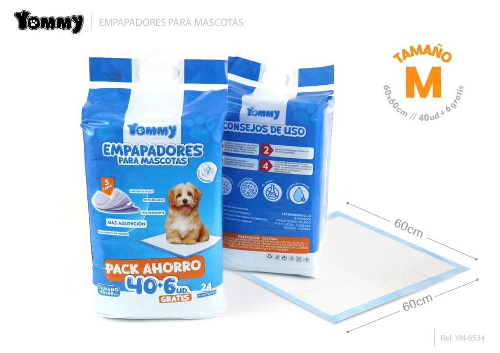 Empapadores para mascotas 60x60 cm 40 pcs + 6 bonus - Higiene y cuidados de mascotas