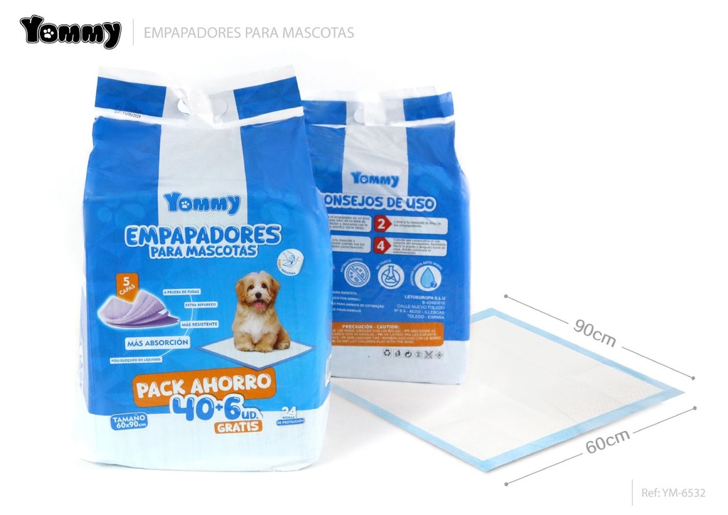 Empapadores para mascotas 60x90cm 40pcs+6pcs