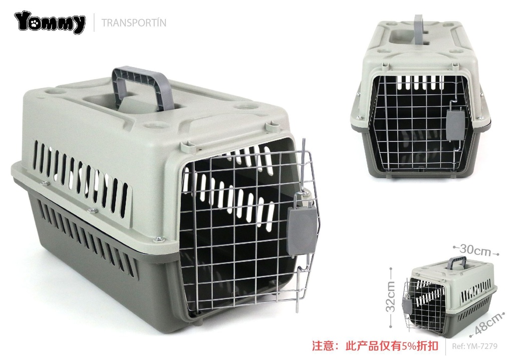 Transportín para mascotas (gris) 48x32x30 cm - Transporte para mascotas